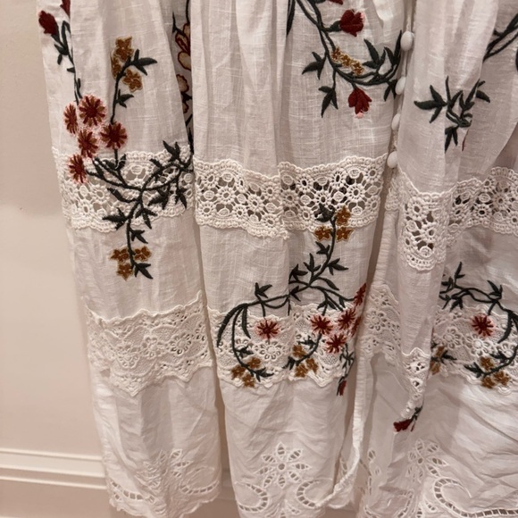 NWT By Anthropologie Long-Sleeve V-Neck Eyelet Midi Dress - Picture 9 of 12